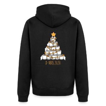 Weihnachtsbaum Klopapier Lustig Hamsterkauf - Unisex Premium Bio Zip Hoodie - Schwarz - Hinten - Nico (187cm)