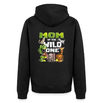 Motif animal Safari Mama de l’un Wild Kids B-Day - Veste à capuche bio Premium Unisexe - noir - Dos - Nico (187cm)