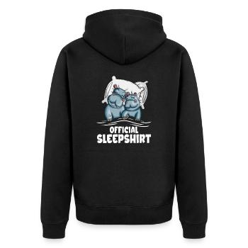 Nilpferd Fan Kinder Hippooutfit Nilpferdkostüm - Unisex Premium Bio Zip Hoodie - Schwarz - Hinten - Nico (187cm)