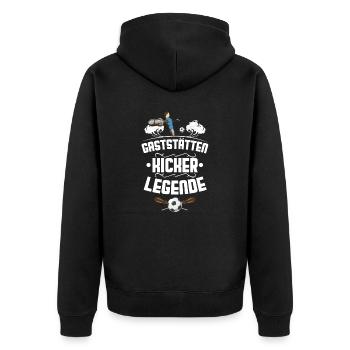 Tischfußball Tischkicker Verein Spiel Outfit - Unisex Premium Bio Zip Hoodie - Schwarz - Hinten - Nico (187cm)