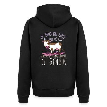 Wein Fan Trinker Weinliebhaber Weintraube Kuh - Unisex Premium Bio Zip Hoodie - Schwarz - Hinten - Nico (187cm)