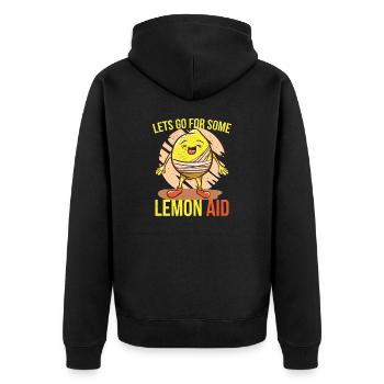 Lets go for some Lemon Aid Zitrone Ersthelfer Arzt - Unisex Premium Bio Zip Hoodie - Schwarz - Hinten - Nico (187cm)