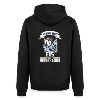 Kids Eishockey Spiel Verein Spruch Eishockeyfan - Unisex Premium Bio Zip Hoodie - Schwarz - Hinten - Nico (187cm)