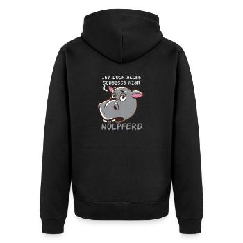 Nilpferd Ist Doch Alles Scheisse Nölpferd Pessimis - Unisex Premium Bio Zip Hoodie - Schwarz - Hinten - Nico (187cm)