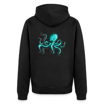 8 Armed Blue Octopus Squid Fan Lover - Unisex Premium Organic Zip Hoodie - black - Back - Nico (187cm)