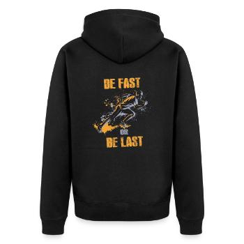 Rennen Marathon Läuferin Langlauf Wettlauf Läufer - Unisex Premium Bio Zip Hoodie - Schwarz - Hinten - Nico (187cm)