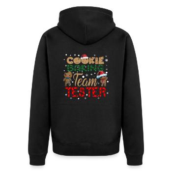 Team Plätzchen Tester lustiges Weihnachtsoutfit - Unisex Premium Bio Zip Hoodie - Schwarz - Hinten - Nico (187cm)