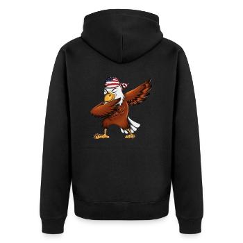 Dabbing Adler Dab Raubvogel mit USA Kopftuch - Unisex Premium Bio Zip Hoodie - Schwarz - Hinten - Nico (187cm)
