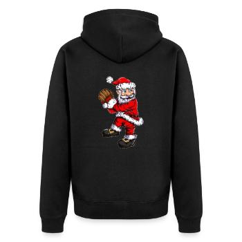 Christmas Baseball Santa Claus Baseball Pitcher - Unisex Premium Organic Zip Hoodie - black - Back - Nico (187cm)