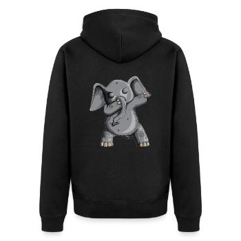 Dab Elephant Children Dancing Dabbing Baby Elephant - Unisex Premium Organic Zip Hoodie - black - Back - Nico (187cm)