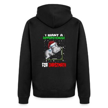 Mathe lernen lustiges Nilpferd an Weihnachten - Unisex Premium Bio Zip Hoodie - Schwarz - Hinten - Nico (187cm)