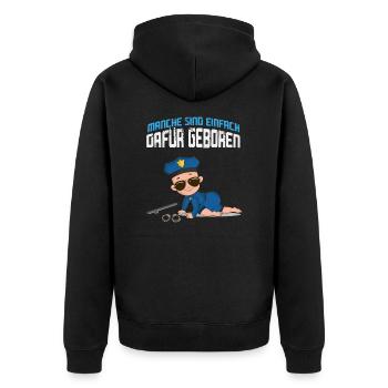 Polizistin Beamte Polizeibeamter Polizei Geschenk - Unisex Premium Bio Zip Hoodie - Schwarz - Hinten - Nico (187cm)