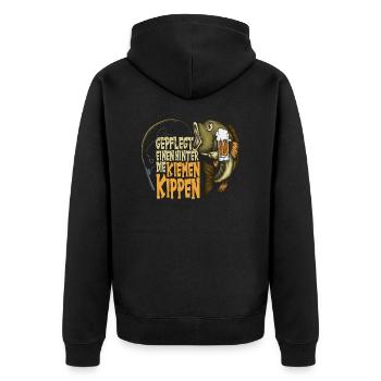 Gepflegt einen hinter die Kiemen Kippen Fische - Unisex Premium Bio Zip Hoodie - Schwarz - Hinten - Nico (187cm)