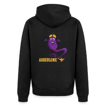 Une Aubergenie pourpre végétalienne pour les mille et une nuits - Veste à capuche bio Premium Unisexe - noir - Dos - Nico (187cm)