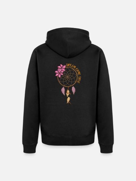 Dreamcatcher with feathers Motivation Faith Hope - Unisex Premium Organic Zip Hoodie - black