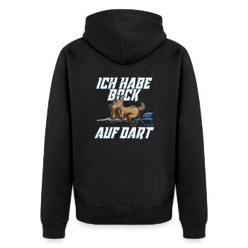 Darten Dartspieler Bock auf Dart Dartspieler Spiel - Unisex Premium Bio Zip Hoodie - Schwarz - Hinten - Nico (187cm)