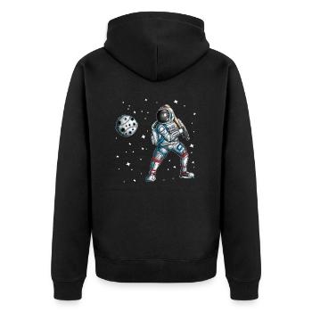 Astronaut Baseballspieler Baseball Universum All - Unisex Premium Bio Zip Hoodie - Schwarz - Hinten - Nico (187cm)