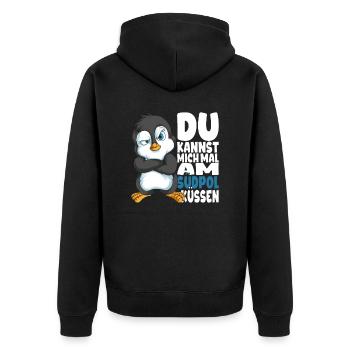 Kannst mich mal am Südpol küssen Pinguine - Unisex Premium Bio Zip Hoodie - Schwarz - Hinten - Nico (187cm)