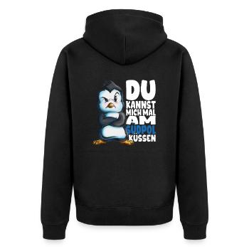 Kannst mich mal am Südpol küssen Pinguine - Unisex Premium Bio Zip Hoodie - Schwarz - Hinten - Nico (187cm)