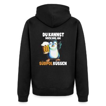 Kannst mich mal am Südpol küssen Pinguine - Unisex Premium Bio Zip Hoodie - Schwarz - Hinten - Nico (187cm)