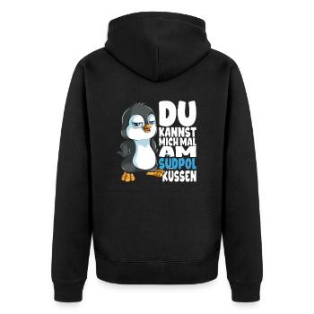 Kannst mich mal am Südpol küssen Pinguine - Unisex Premium Bio Zip Hoodie - Schwarz - Hinten - Nico (187cm)