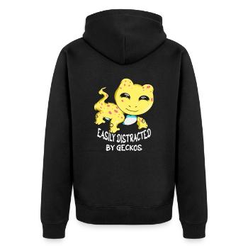 Easily distracted by geckos lizard breeders - Unisex Premium Organic Zip Hoodie - black - Back - Nico (187cm)