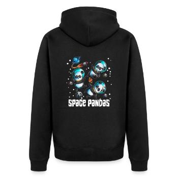 Space Pandas Raumschiff Planeten Asteroiden Medeor - Unisex Premium Bio Zip Hoodie - Schwarz - Hinten - Nico (187cm)