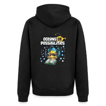 Ozeane der Möglichkeiten Tiefseefisch Angel Fisch - Unisex Premium Bio Zip Hoodie - Schwarz - Hinten - Nico (187cm)