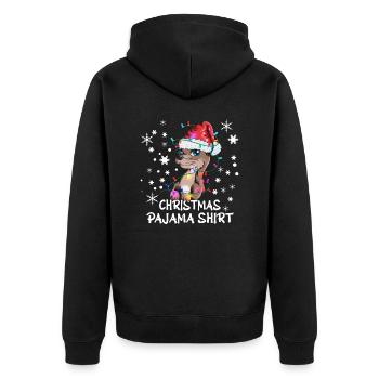 Cute Otter Christmas Outfit Pjama Sleep Shirt - Unisex Premium Organic Zip Hoodie - black - Back - Nico (187cm)