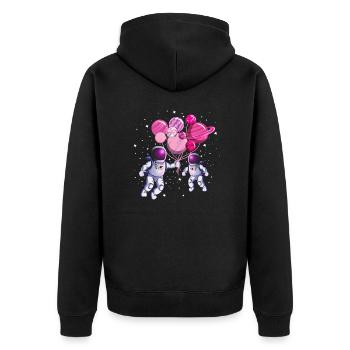 Astronauten Geburtstag Mädchen Planeten Luftballon - Unisex Premium Bio Zip Hoodie - Schwarz - Hinten - Nico (187cm)
