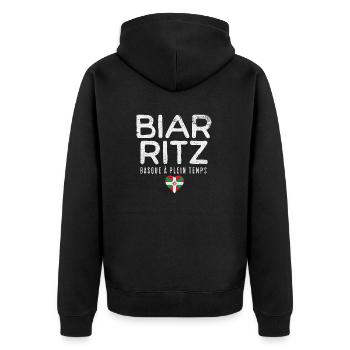 Vollzeit Baskisch - Unisex Premium Bio Zip Hoodie - Schwarz - Hinten - Nico (187cm)