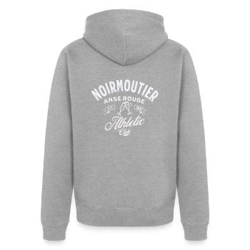 Noirmoutier Anse rouge Athletic club - Veste à capuche bio Premium Unisexe - gris chiné - Dos - Nico (187cm)