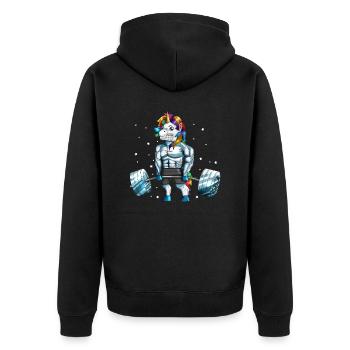 Unicorn Gift Bodybuilder Trainer Workout - Unisex Premium Organic Zip Hoodie - black - Back - Nico (187cm)