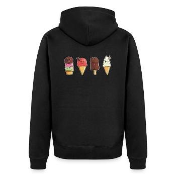 Eissorten Eisliebhaber Kinder lieben Eis Holzstiel - Unisex Premium Bio Zip Hoodie - Schwarz - Hinten - Nico (187cm)