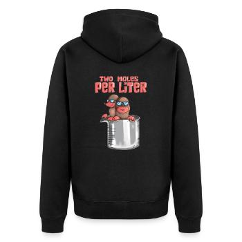 Deux taupes par litre d’étudiant professeur de chimie - Veste à capuche bio Premium Unisexe - noir - Dos - Nico (187cm)