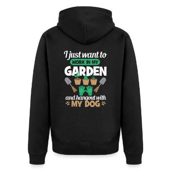 Propriétaires de chiens Jardinage Jardin Toilettage Plantes - Veste à capuche bio Premium Unisexe - noir - Dos - Nico (187cm)