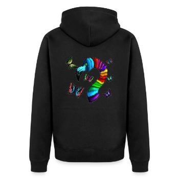 Flamant rose et papillons oiseau insecte cadeau - Veste à capuche bio Premium Unisexe - noir - Dos - Nico (187cm)