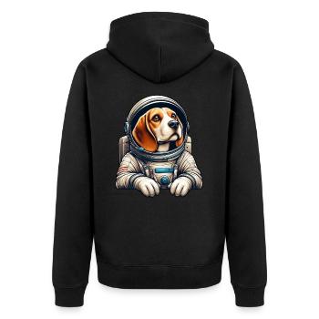 Beagle Astronaut: Proud Space Mission - Unisex Premium Organic Zip Hoodie - black - Back - Nico (187cm)