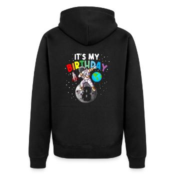 8e anniversaire sur la lune Les enfants C’est mon anniversaire - Veste à capuche bio Premium Unisexe - noir - Dos - Nico (187cm)