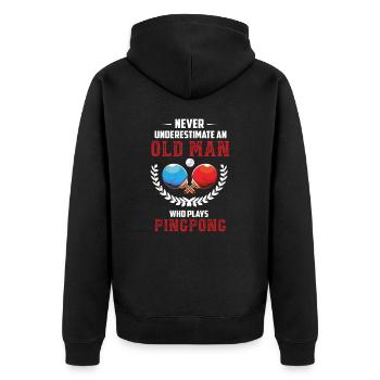 Ne sous-estimez pas un vieil homme au ping-pong - Veste à capuche bio Premium Unisexe - noir - Dos - Nico (187cm)