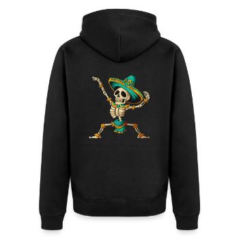 Mexican skeleton dancing in sombrero Halloween - Unisex Premium Organic Zip Hoodie - black - Back - Nico (187cm)