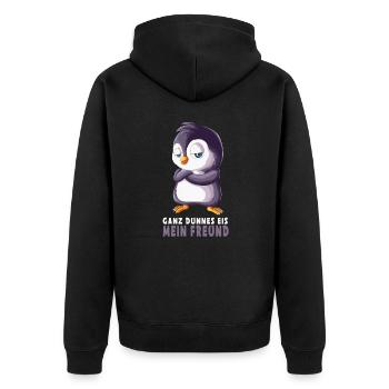 Grinning penguin says very thin cream my friend - Unisex Premium Organic Zip Hoodie - black - Back - Nico (187cm)