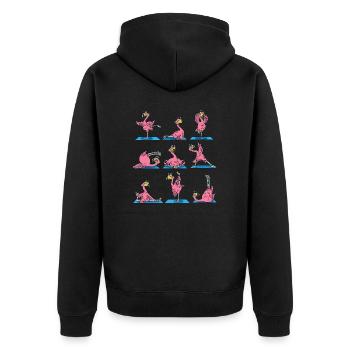 Yoga Flamingo Yoga Exercise Yoga Sport Training Outfit - Unisex Premium Organic Zip Hoodie - black - Back - Nico (187cm)