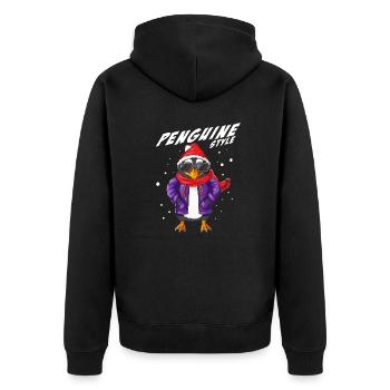Tenue d’hiver cool de style pingouin en Antarctique - Veste à capuche bio Premium Unisexe - noir - Dos - Nico (187cm)