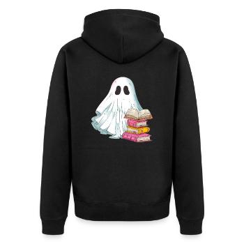 Books Reading Ghost Ghost on Halloween - Unisex Premium Organic Zip Hoodie - black - Back - Nico (187cm)