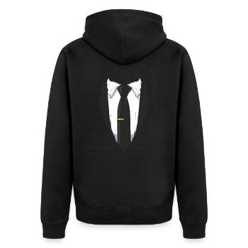 Suit Anzug Kinderkostüm Spaßgeschenk Partneroutfit - Unisex Premium Bio Zip Hoodie - Schwarz - Hinten - Nico (187cm)