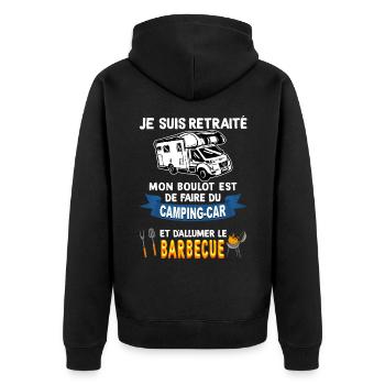 Camping-car boulot barbecue - Veste à capuche bio Premium Unisexe - noir - Dos - Nico (187cm)