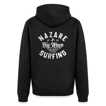 NAZARE BIG WAVE WORLD RECORD 86 FEET - Unisex Premium Bio Zip Hoodie - Schwarz - Hinten - Nico (187cm)