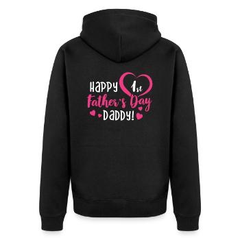 Bonne 1ère fête des pères Petite fille - Veste à capuche bio Premium Unisexe - noir - Dos - Nico (187cm)