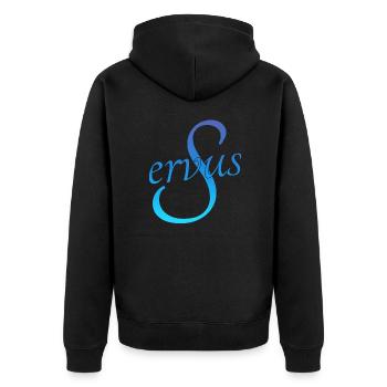 Servus - Unisex Premium Bio Zip Hoodie - Schwarz - Hinten - Nico (187cm)